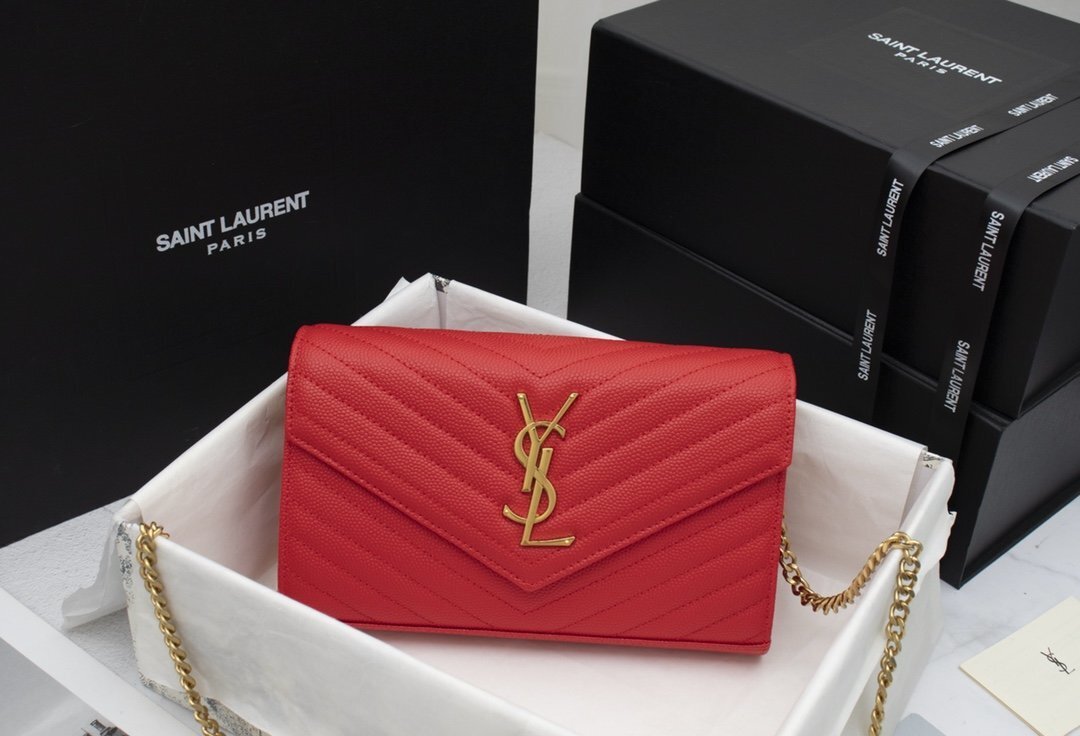 yves saint laurent red quilted leather bag 22.5x14x4