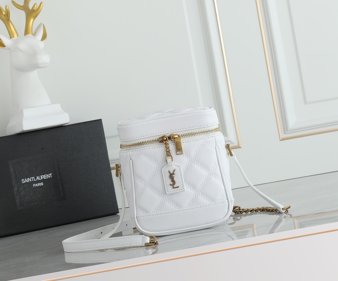 yves saint laurent quilted white crossbody bag - 16.5x14.5x9 cm