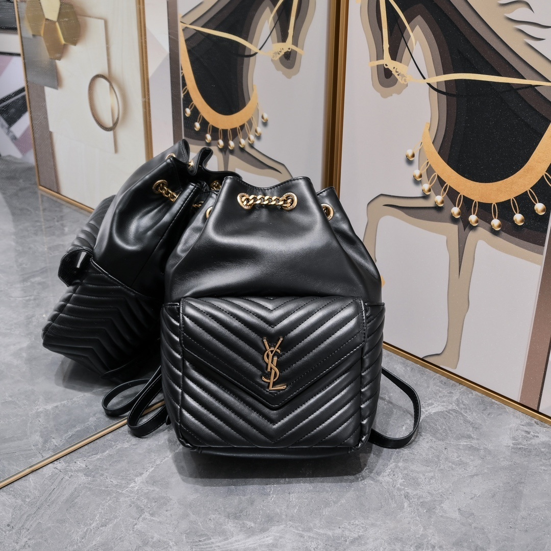 yves saint laurent black bucket bag - 22×29×15cm