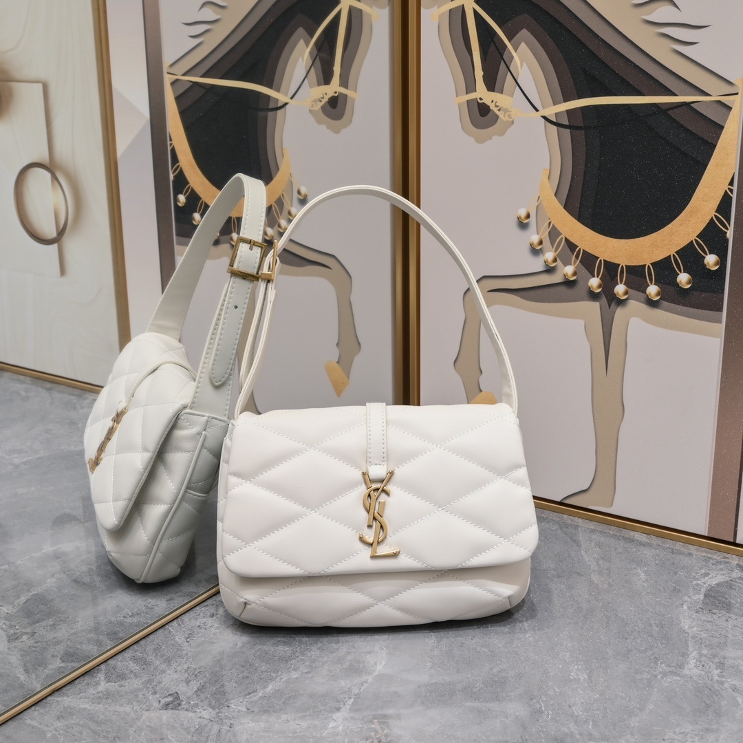 yves saint laurent quilted white handbag 24*18*5.5