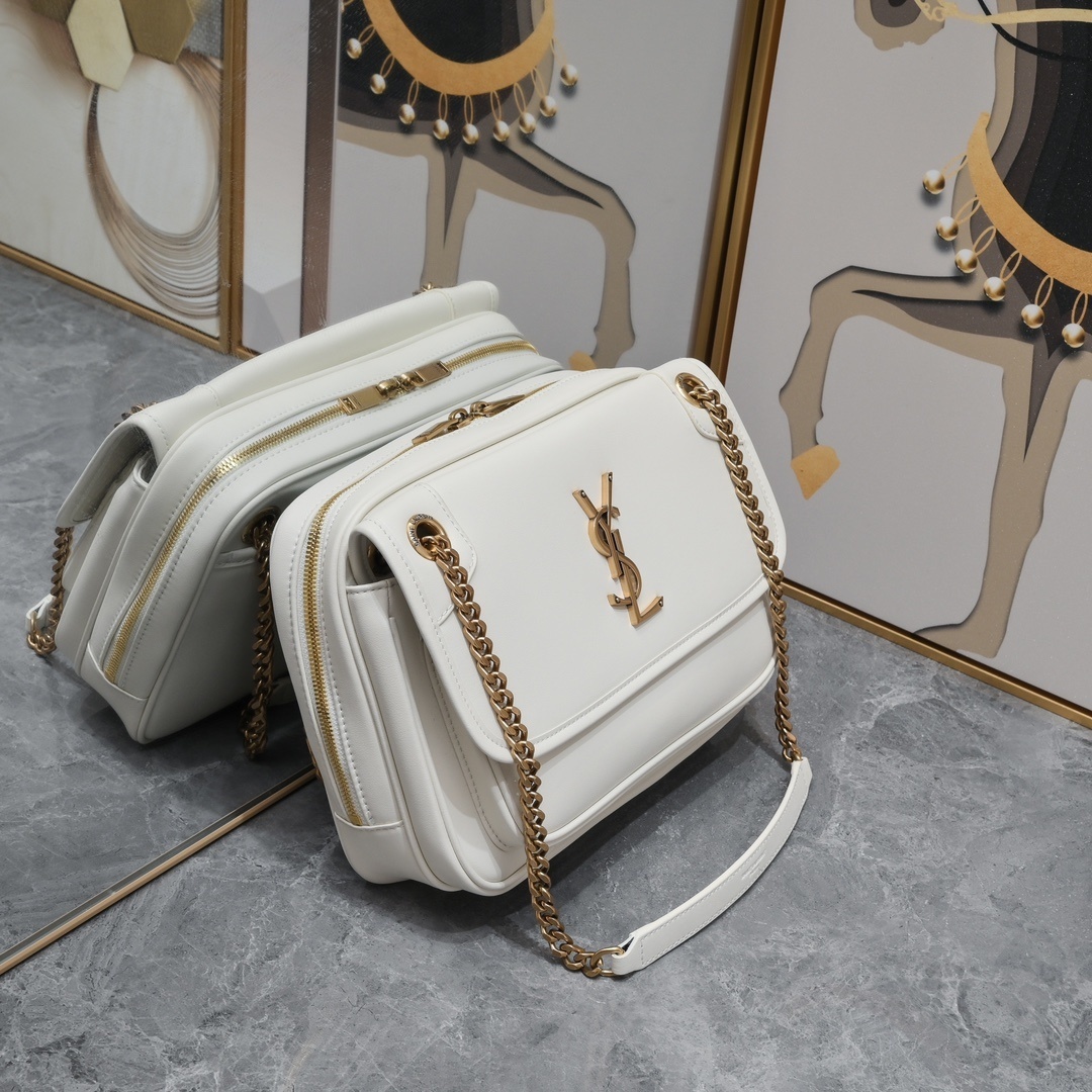 yves saint laurent white leather handbag 26x19x13 cm - Image 9