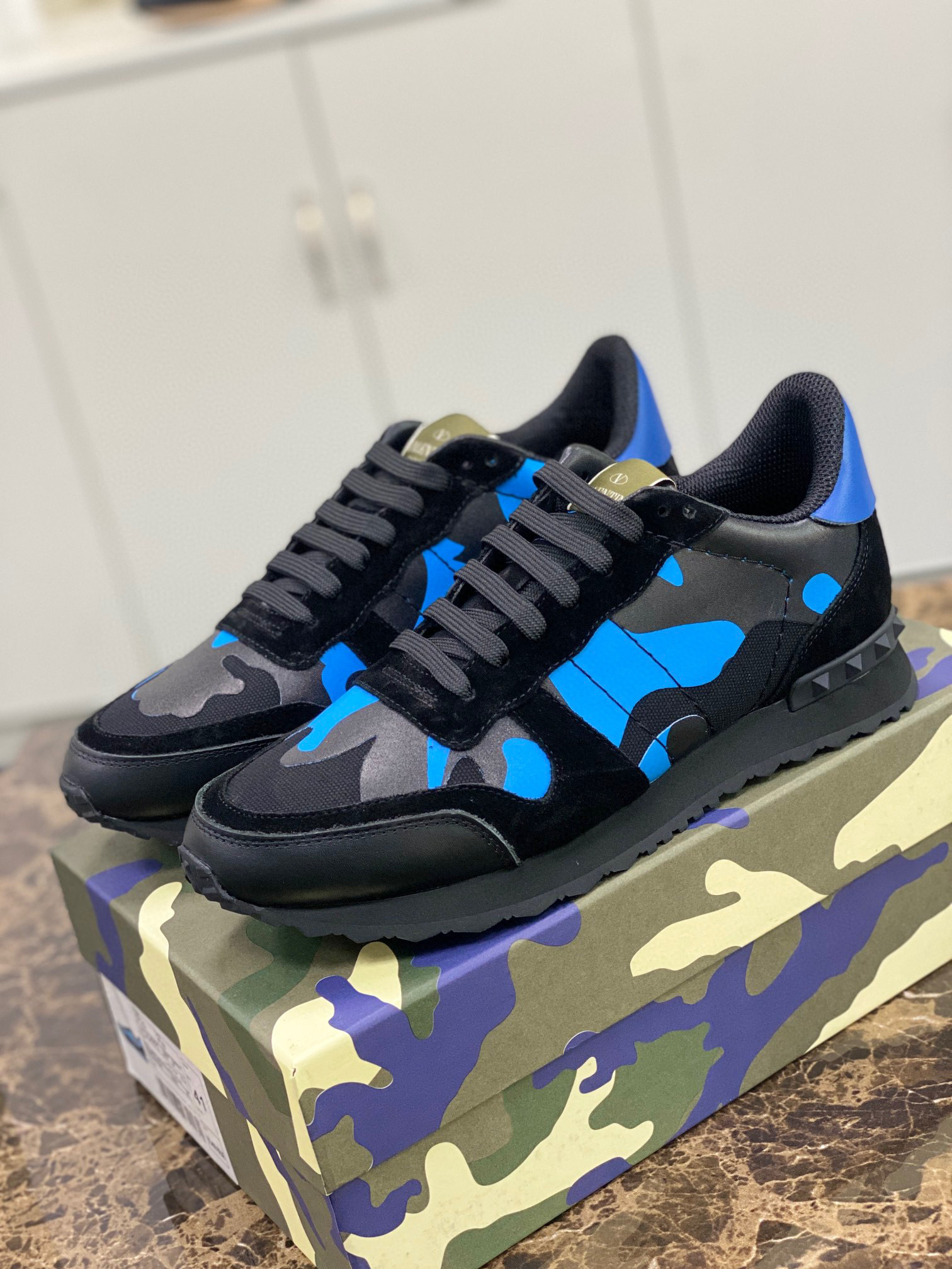 valentino casual sneakers in black/blue - sizes 38-44