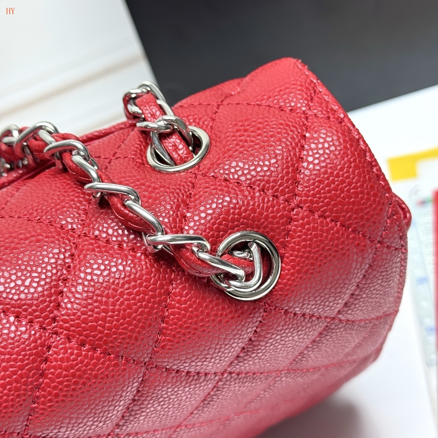 chanel quilted wallet on chain - 33x22x9 cm, burgundy - Image 10